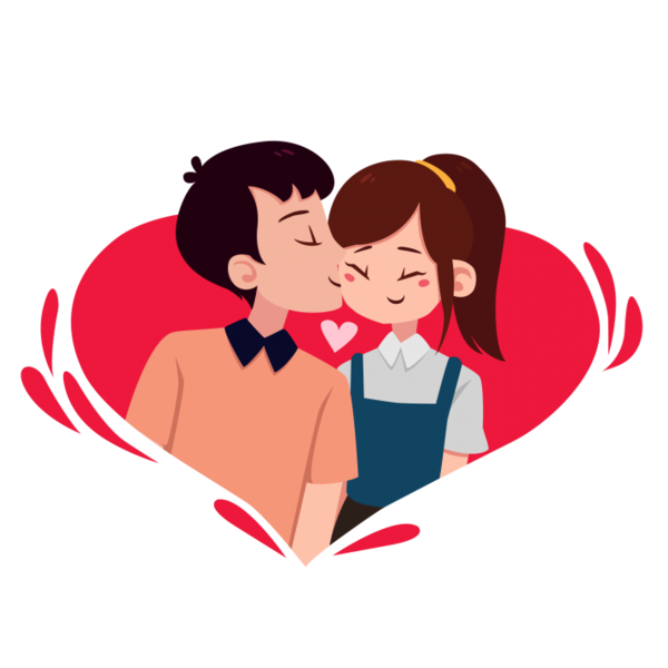 Transparent Valentines Day Love Kiss Cartoon for Valentines Day