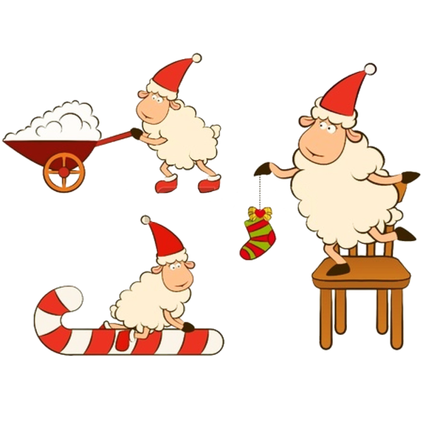 Transparent Sheep Cartoon Christmas Santa Claus for Christmas