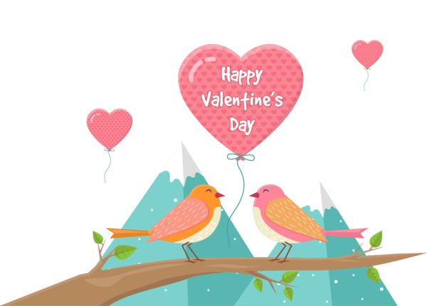 Transparent Bird Valentines Day Love Heart for Valentines Day