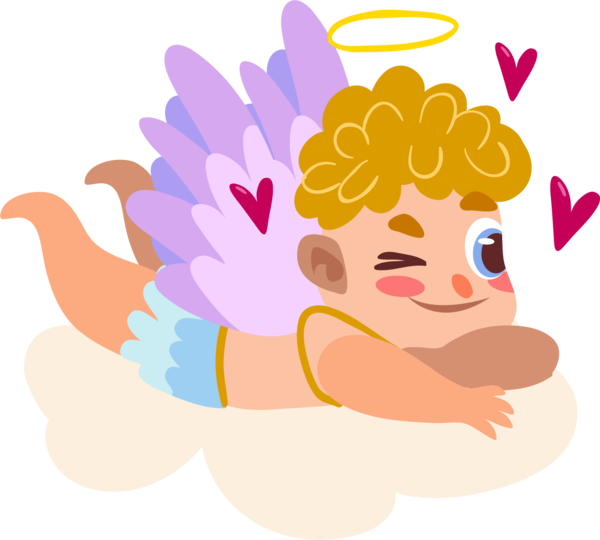 Transparent Cupid Animation Cartoon Flower for Valentines Day