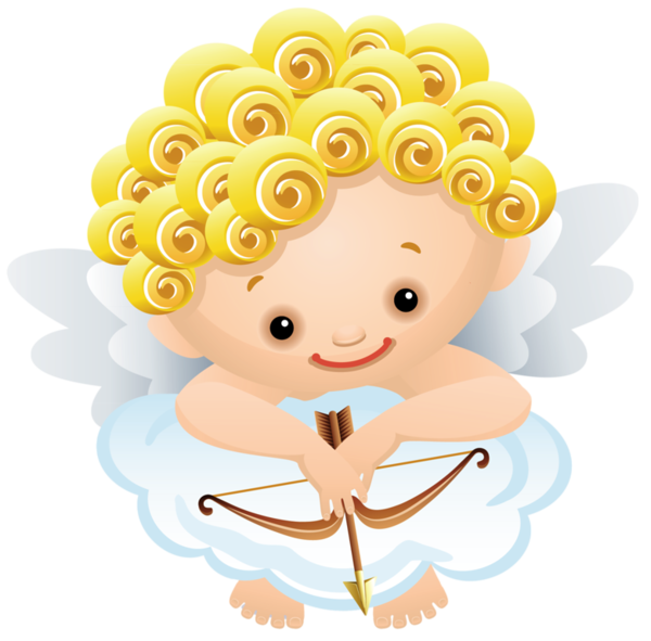 Transparent Cartoon Angel Drawing Head Flower for Valentines Day