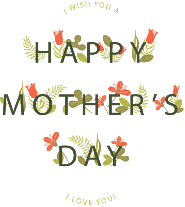 Transparent English Alphabet Logo Letter Flower Text for Mothers Day