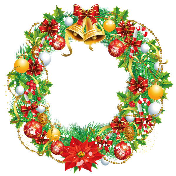 Transparent Christmas Santa Claus Wreath Evergreen Decor for Christmas