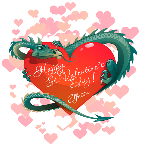 Transparent Valentines Day Dragon Nature Tales Heart Love for Valentines Day
