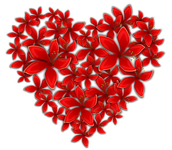 Transparent Heart Flower Symbol for Valentines Day