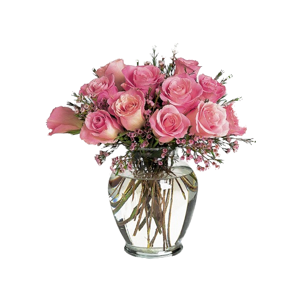 Transparent Flower Rose Teleflora Pink Flowerpot for Valentines Day