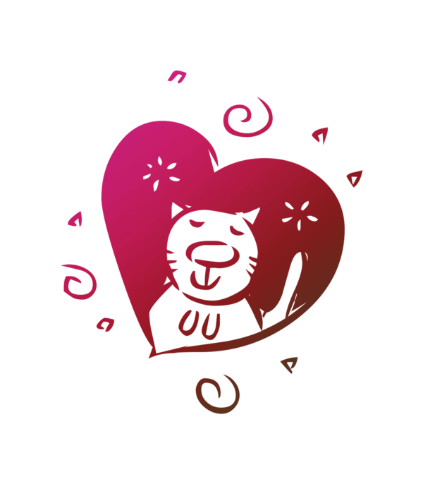 Transparent Cat Heart Pet Text for Valentines Day