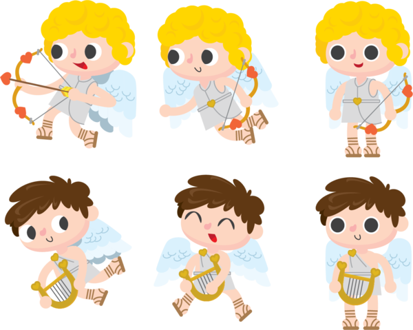 Transparent Cupid Plot Cartoon Material Area for Valentines Day