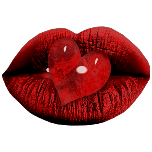 Transparent Red Lip Mouth Heart Love for Valentines Day