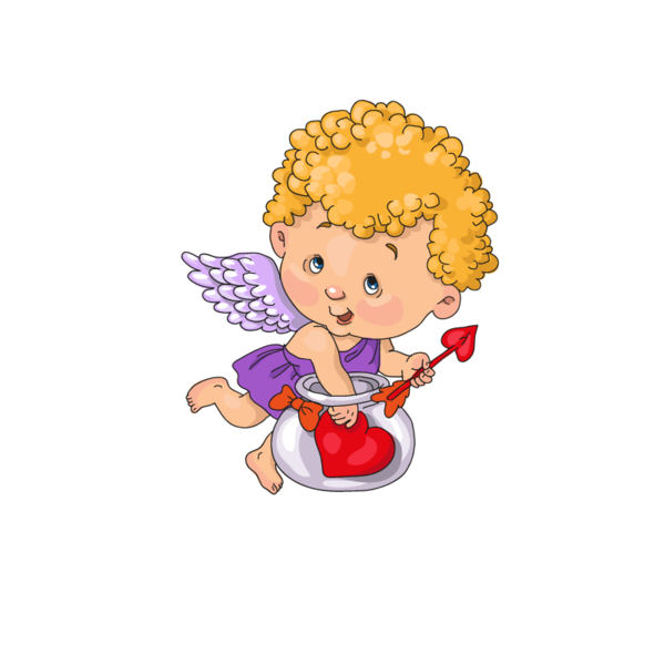 Transparent Cartoon Angel Cupid Play for Valentines Day