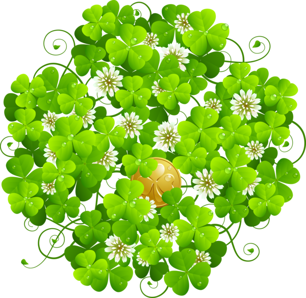 Transparent Saint Patricks Day Clover Fourleaf Clover Plant Flower for St Patricks Day