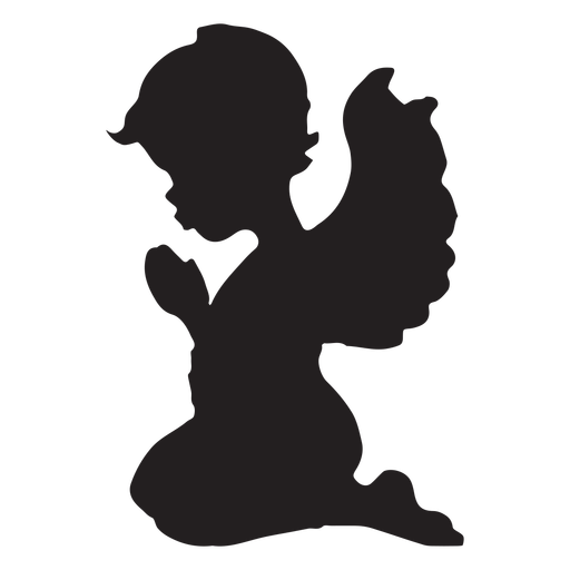 Transparent Silhouette Cupid Kneeling for Valentines Day