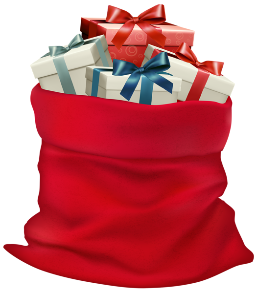 Transparent Santa Claus Gift Bag Red for Christmas