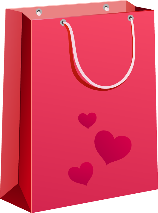 Transparent Pink Gift Gratis Heart Shopping Bag for Valentines Day
