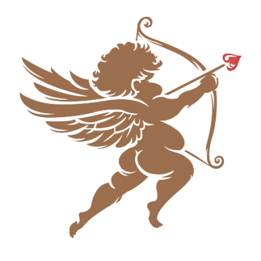 Transparent Silhouette Cupid Love Logo for Valentines Day