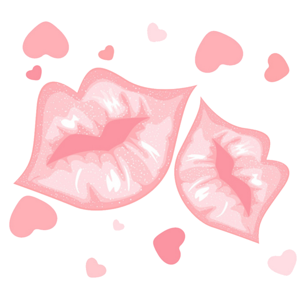 Transparent Pink Lip Valentines Day Heart for Valentines Day