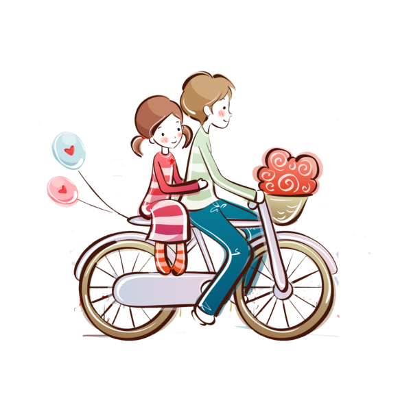 Transparent Cuteness Drawing Couple Bicycle Accessory Bicycle for Valentines Day