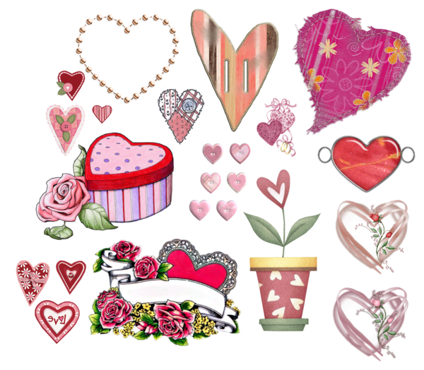 Transparent Heart Raster Graphics Flower for Valentines Day