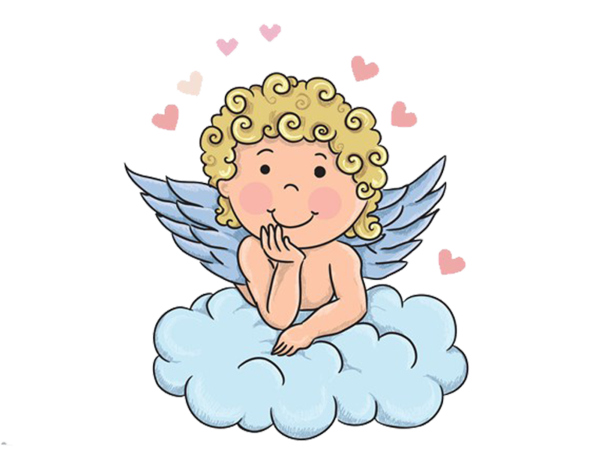 Transparent Cupid Cartoon Angel Flower for Valentines Day