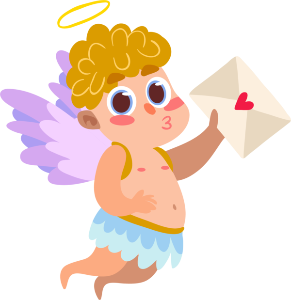 Transparent Love Letter Love Angel Cartoon Cupid for Valentines Day