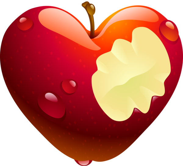 Transparent Apple Fruit Heart Love for Valentines Day