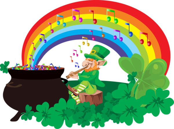 Transparent Leprechaun Rainbow Elf Green Cartoon for St Patricks Day