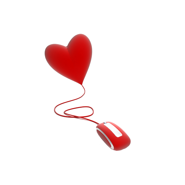 Transparent Computer Mouse Love Valentines Day Heart for Valentines Day