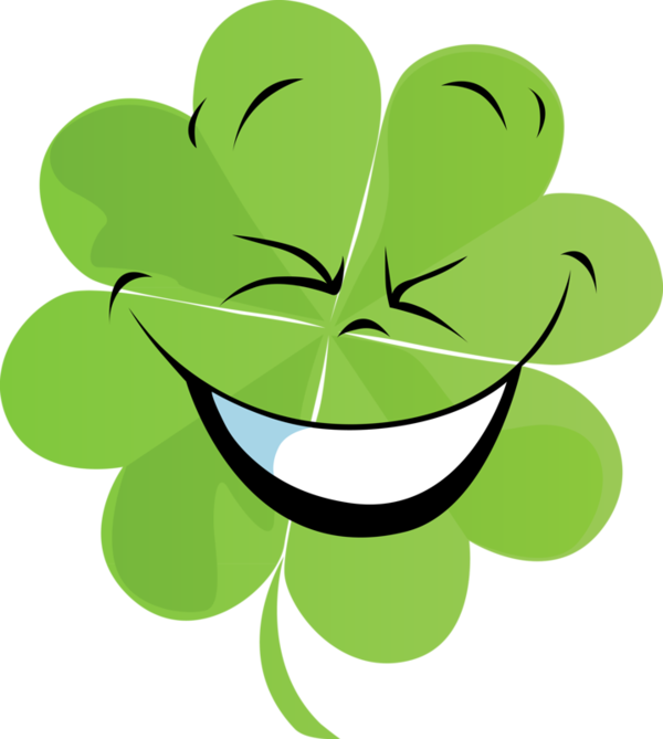 Transparent Smiley Emoticon Laughter Green Leaf for St Patricks Day