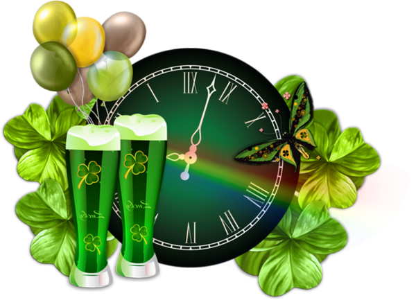 Transparent Clock Time Saint Green for St Patricks Day