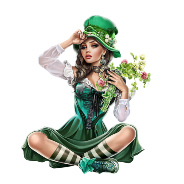 Transparent Saint Patricks Day March 17 Woman Green Costume for St Patricks Day