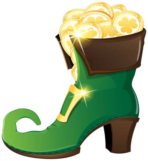 Transparent Leprechaun Shoe Shamrock Boot Yellow for St Patricks Day