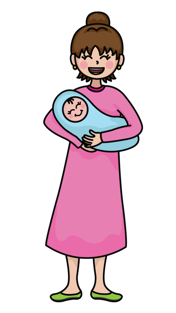 Transparent Drawing Mother Child Cartoon Pink for Mothers Day