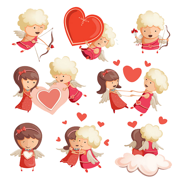 Transparent Cupid Heart Drawing Toddler for Valentines Day