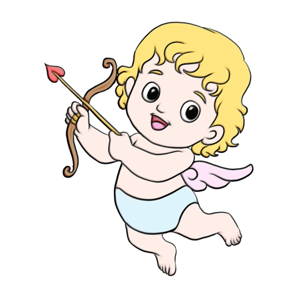 Transparent Drawing Cupid Cartoon Facial Expression for Valentines Day