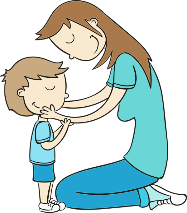 Transparent Mother Cartoon Finger Interaction for Mothers Day