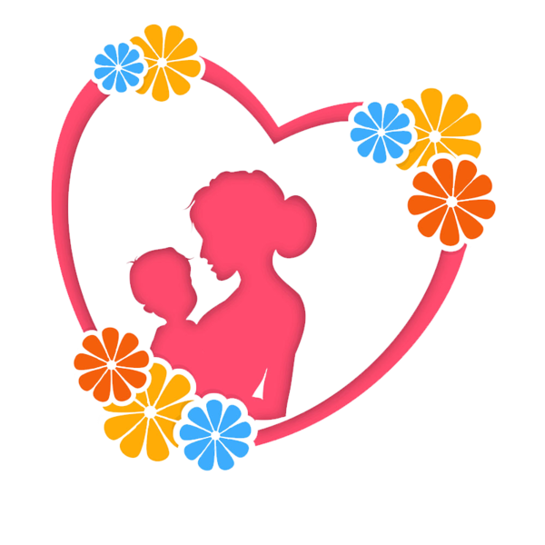 Transparent Mothers Day Mother Child Heart Wildflower for Mothers Day