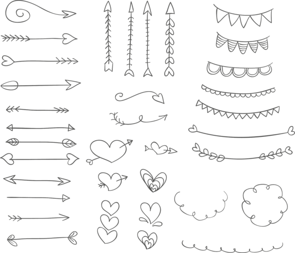 Transparent Drawing Ornament Doodle Line Art Angle for Valentines Day