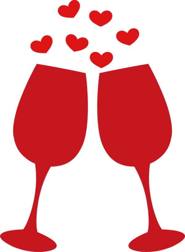 Transparent Wine Glass Wedding Infographic Heart Love for Valentines Day