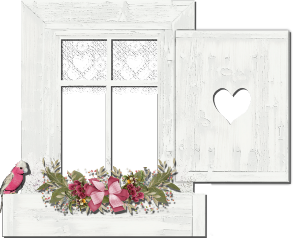 Transparent Window Flower Floral Design White for Valentines Day