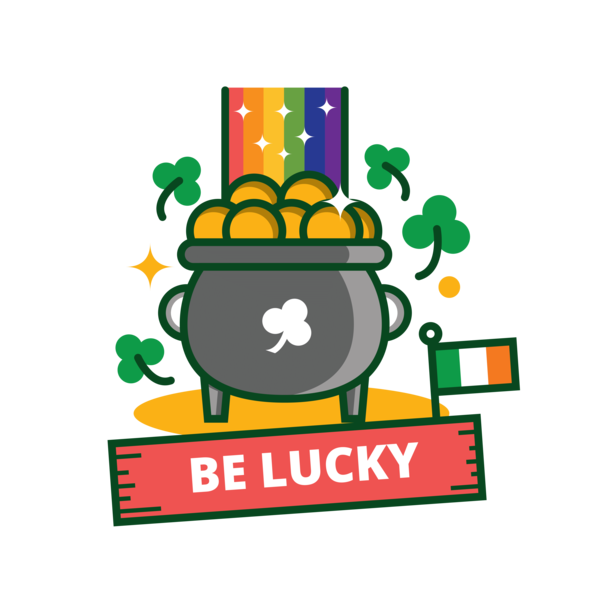 Transparent Sticker Logo Label Green Text for St Patricks Day