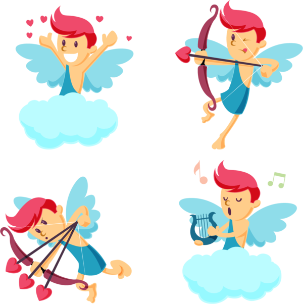 Transparent Cupid Red Hair Drawing Fairy Area for Valentines Day