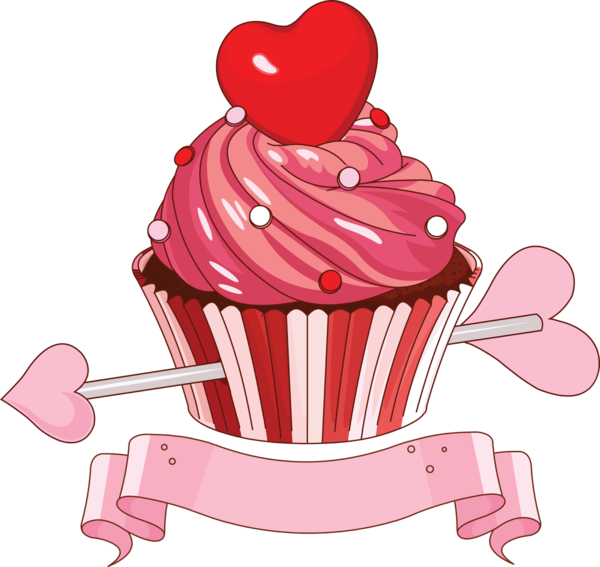 Transparent Cupcake Muffin Valentine S Day Pink Heart for Valentines Day