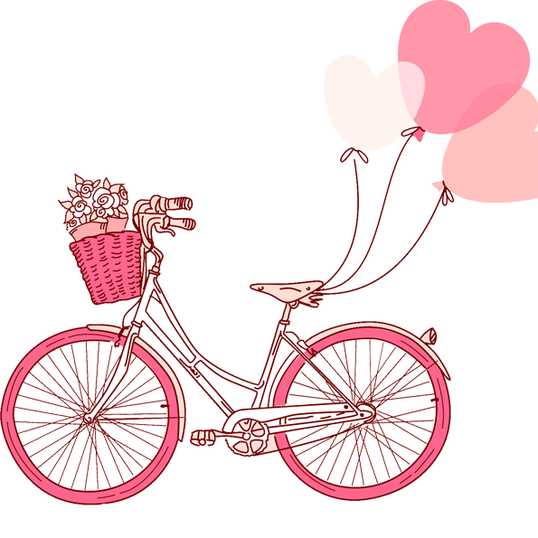 Transparent Valentines Day Drawing Heart Pink Bicycle Accessory for Valentines Day
