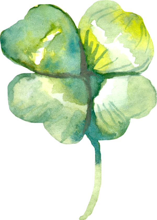 Transparent Fourleaf Clover Watercolor Painting Painting Green Leaf for St Patricks Day