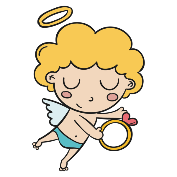 Transparent Cartoon Angel Love Yellow Facial Expression for Valentines Day