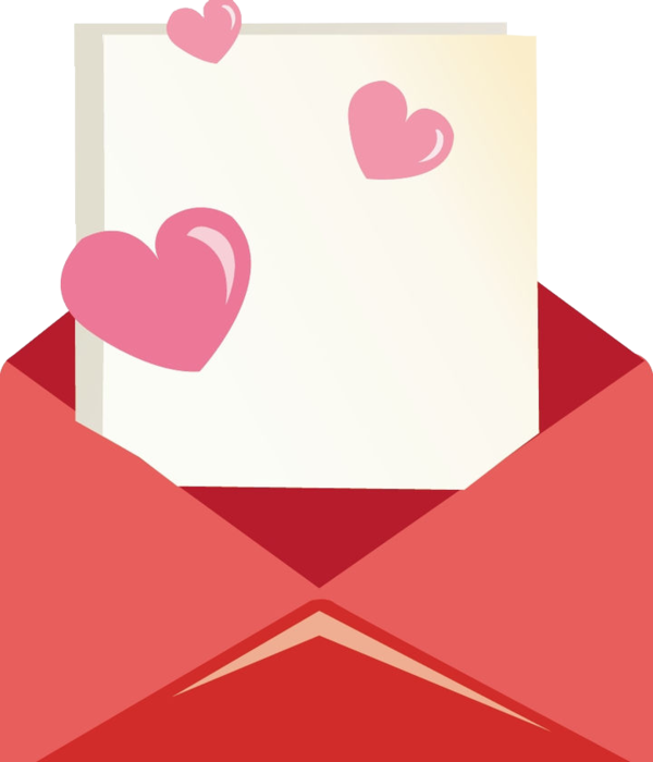 Transparent Envelope Heart Love Letter Pink for Valentines Day