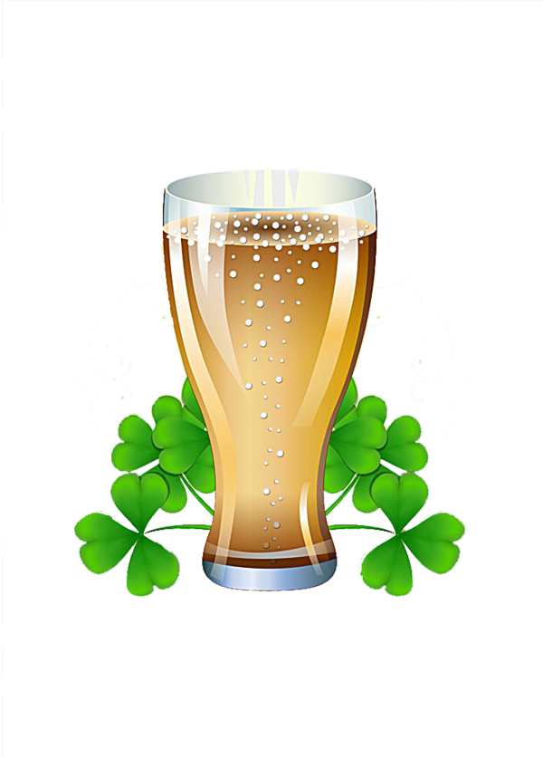 Transparent Clover Drawing Motif Pint Us Cup for St Patricks Day