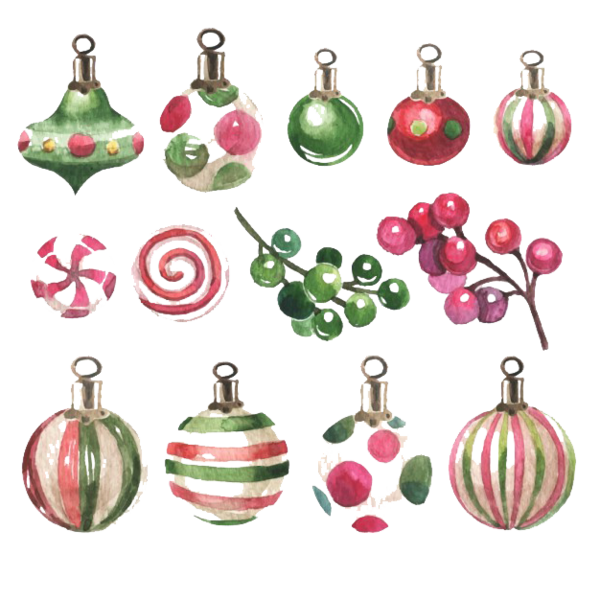 Transparent Bolas Navidad Christmas Ornament Watercolor Painting Body Jewelry for Christmas