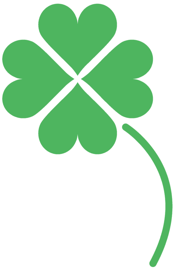 Transparent Leaf Fourleaf Clover Text Green for St Patricks Day