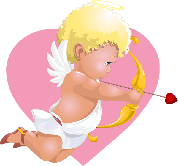 Transparent Cupid Drawing Love Yellow Angel for Valentines Day